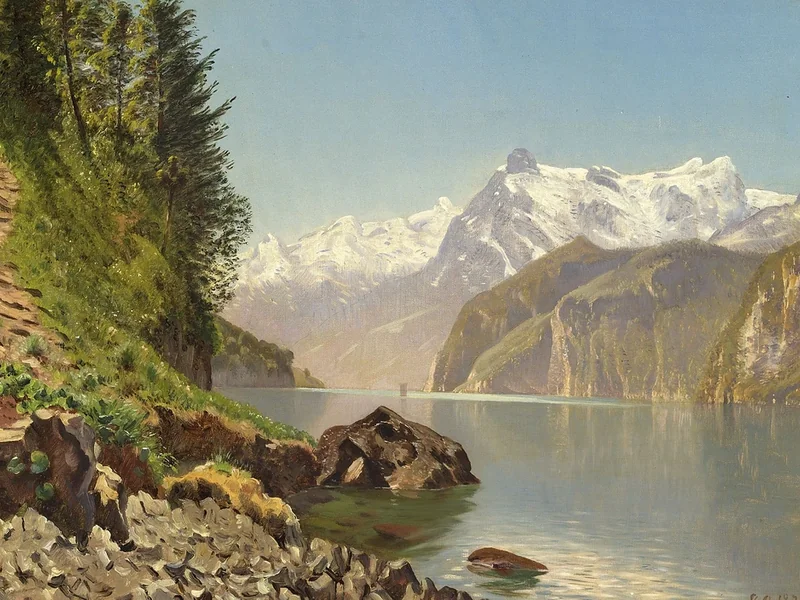 1845-Godfred Christensen - Presso il Lago dei Quattro Cantoni - 1877